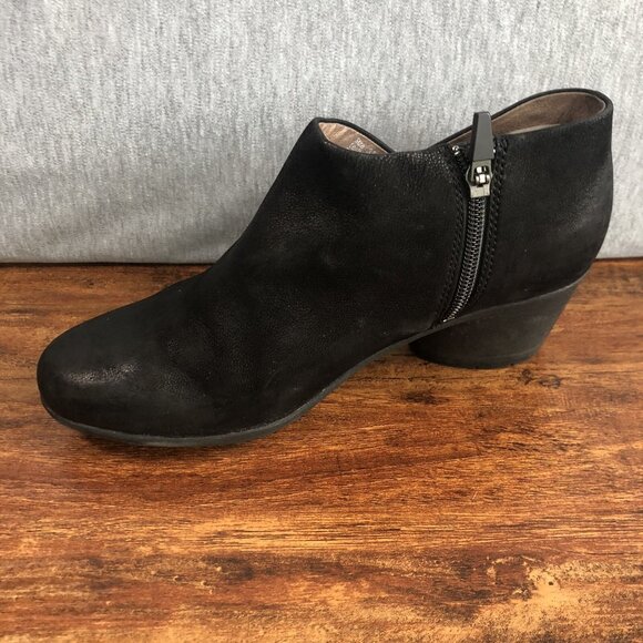 Dansko Women's SZ‎ 37 US 7 Raina Black Nubuck Leather Ankle Bootie Heels - Picture 6 of 10